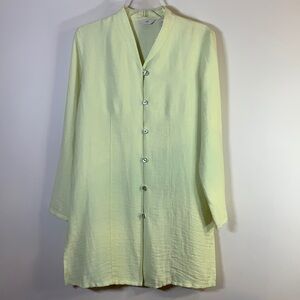 NWT. J. Jill XS Lime Linen Blend Long Sleeve Shirt Dress.